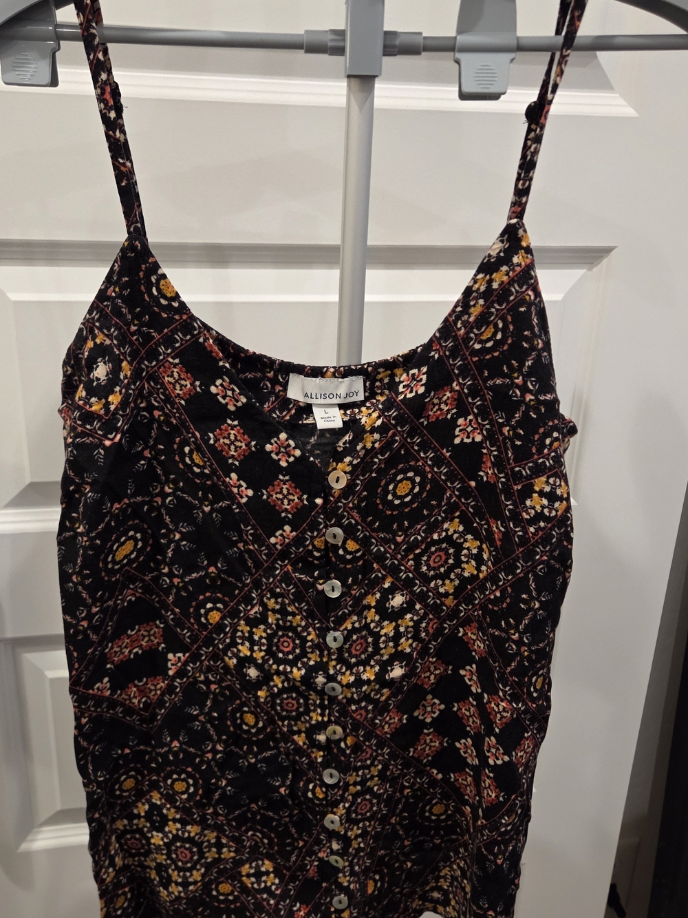 Allison Joy Black Floral-Print Button Cami